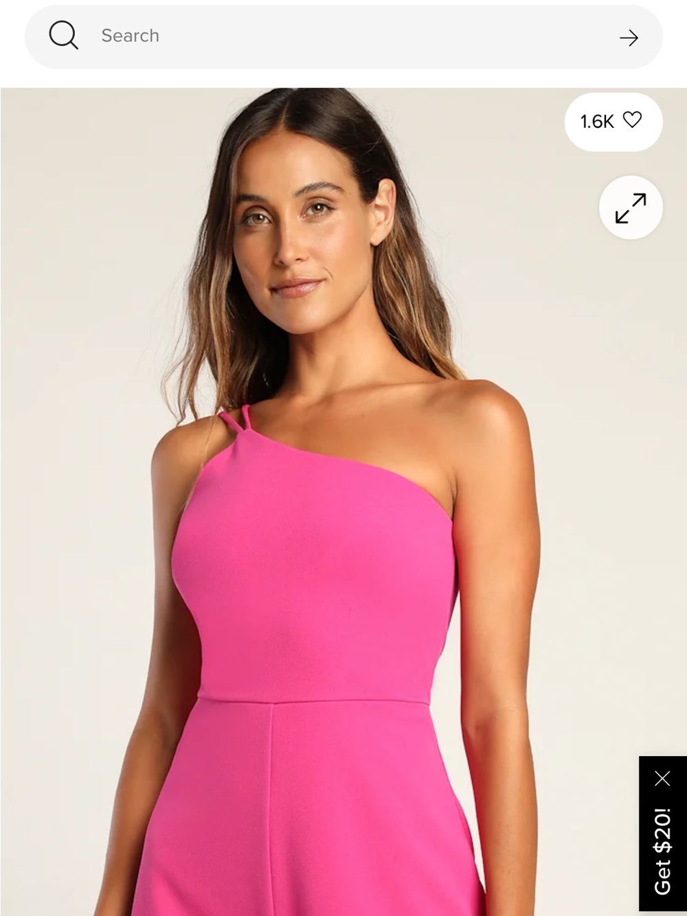 Lulu's One-Shoulder Hot Pink Romper